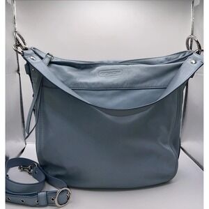 Coach F14706 Blue Leather Hobo Shoulder Bag Convertible Strap